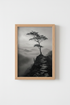 Zen Nature Wall Art | Black and White Mountain Landscape, Minimalist Tree Poster