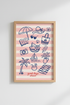 Coastal Summer Wall Art Print | Pink Beach House Decor | Preppy Aesthetic Poster