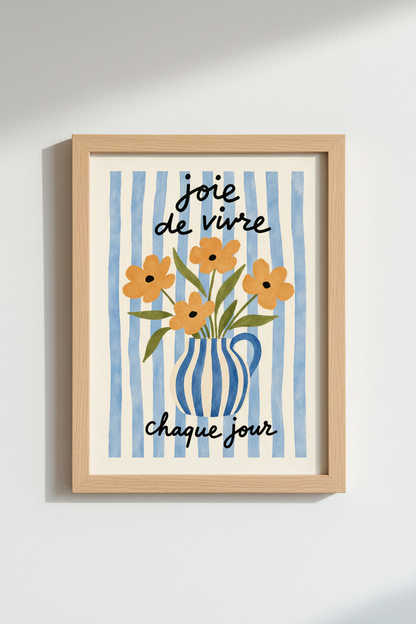 Floral stripe Wall Art Print | Living Room Decor | Coastal Poster