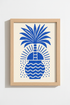 tropical palm wall art | Bold blue abstract island decor for living room