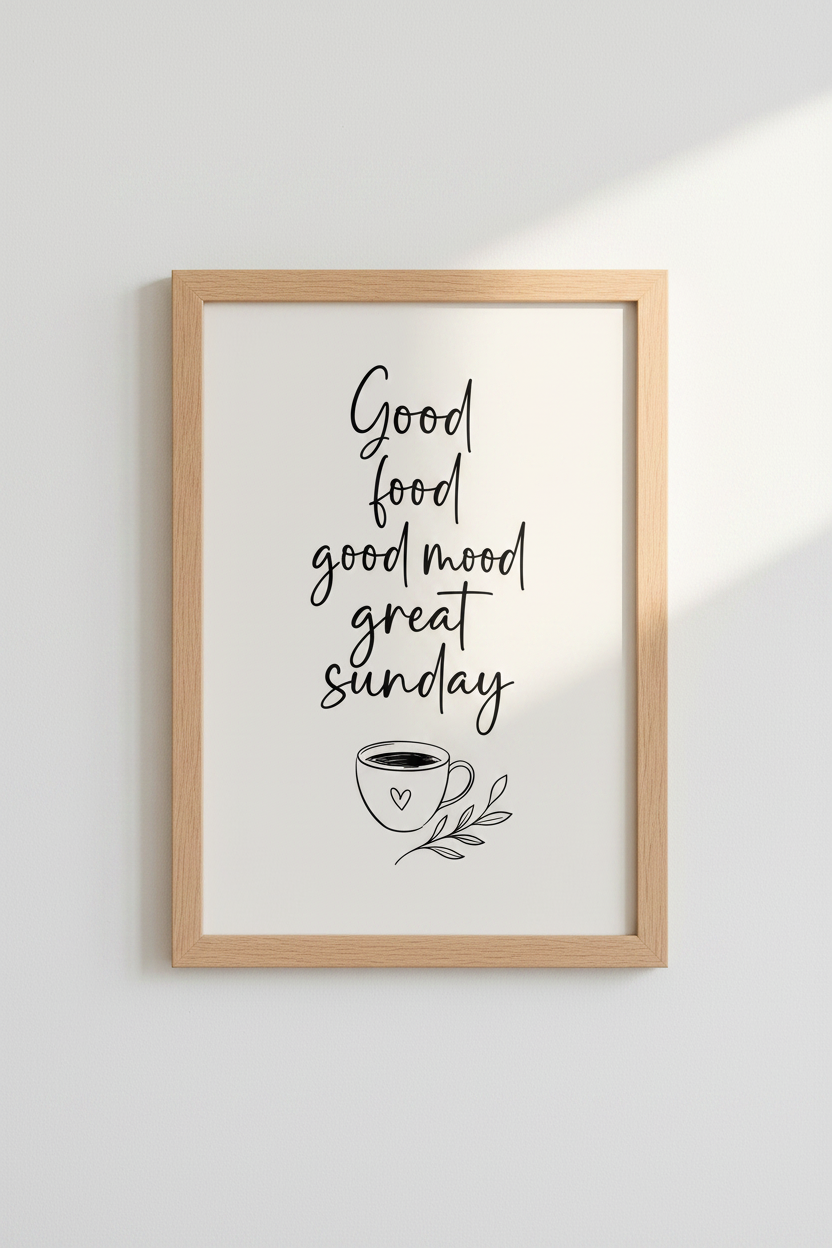 Good Food Good Mood Sunday Wall Art | Kitchen Decor | Minimalist Poster
