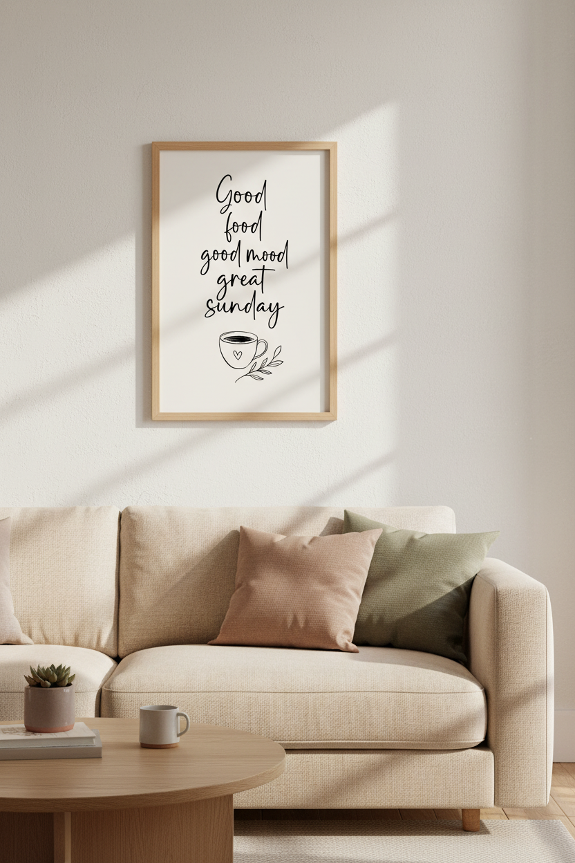 Good Food Good Mood Sunday Wall Art | Kitchen Decor | Minimalist Poster