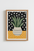 Folk Art Plant Print | Botanical Boho Decor, Modern Polka Dot Poster