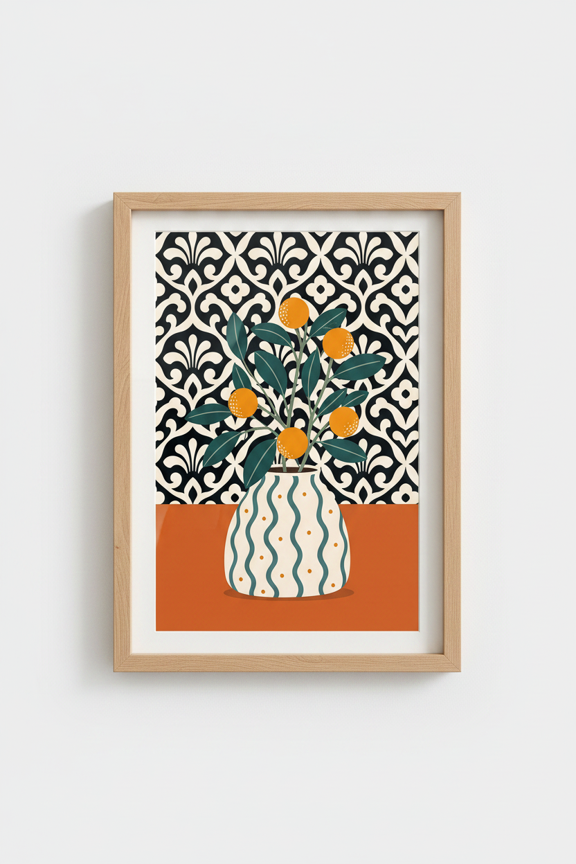 Orange Wall Art Print | Mediterranean Citrus Decor | Maximalist Kitchen Poster