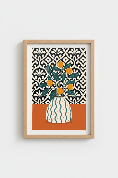 Orange Wall Art Print | Mediterranean Citrus Decor | Maximalist Kitchen Poster