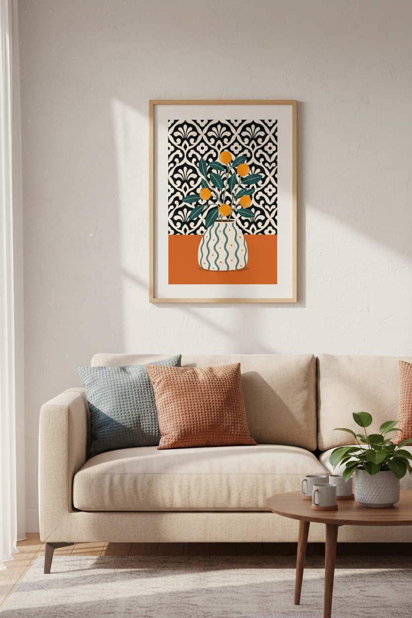 Orange Wall Art Print | Mediterranean Citrus Decor | Maximalist Kitchen Poster