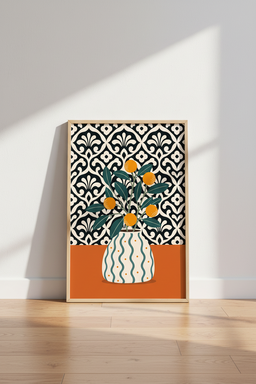 Orange Wall Art Print | Mediterranean Citrus Decor | Maximalist Kitchen Poster