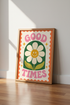 Retro Daisy Good Times Wall Art Print | Boho Dorm Decor | 70s Aesthetic Poster