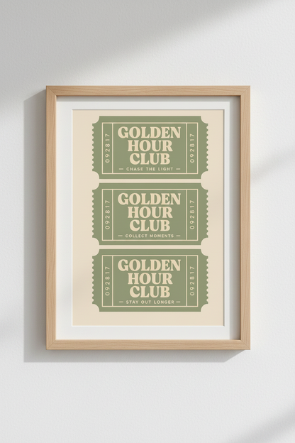 Retro ticket poster | Sage green tones, Living Room Decor