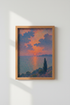 Sunset Lake Art | Impressionist Dawn Peach Living Room Decor | Warm Horizon Poster