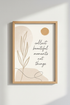 Boho Quote Wall Art Print | Minimalist Beige Botanical, Living Room Decor