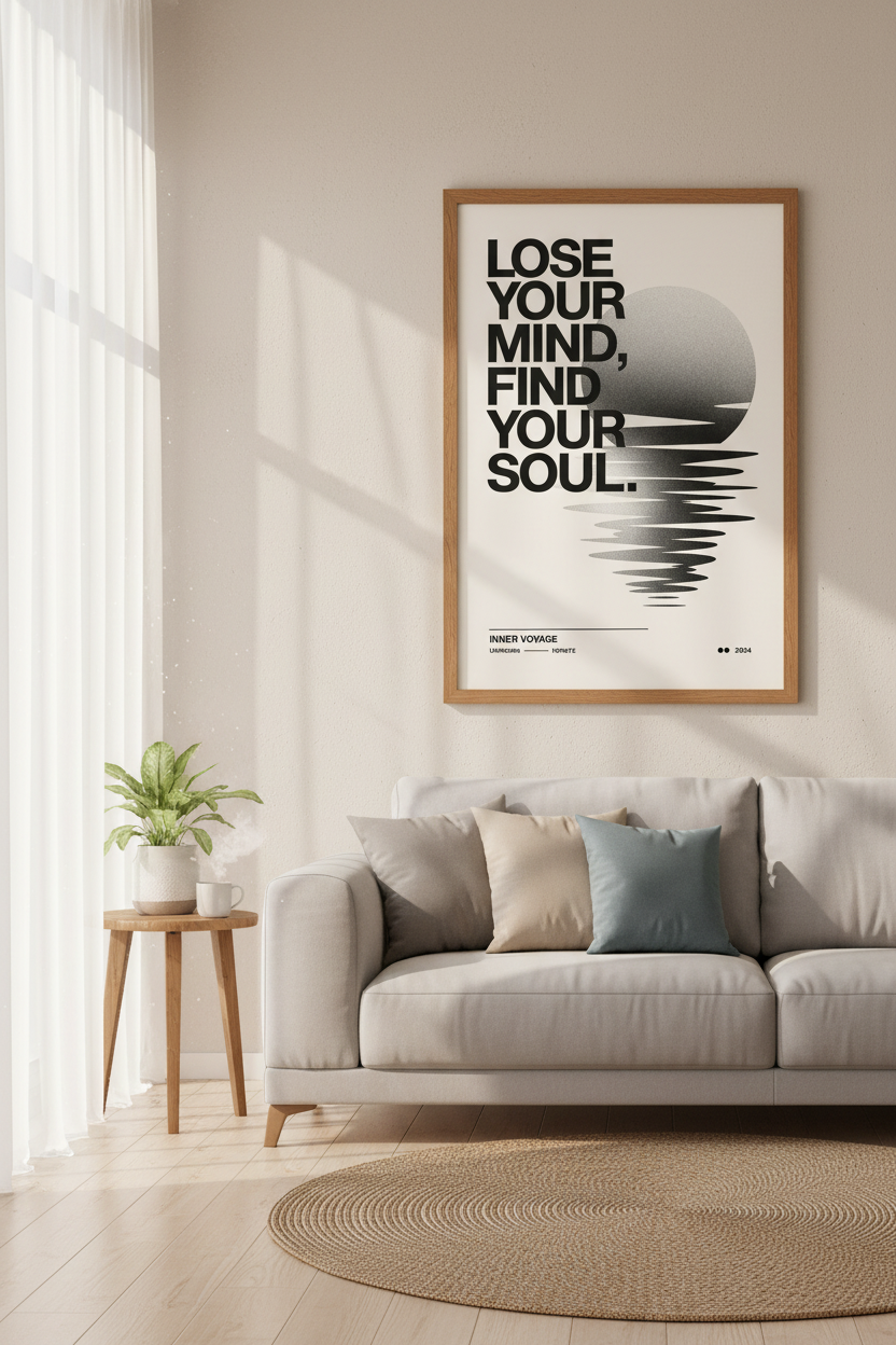 Lose Your Mind Find Your Soul Wall Art | Minimalist Quote Poster | Modern Zen Decor
