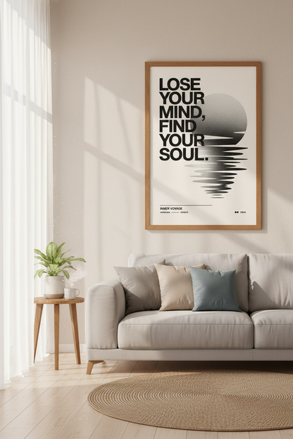 Lose Your Mind Find Your Soul Wall Art | Minimalist Quote Poster | Modern Zen Decor