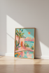 Mediterranean Coastal Villa | Pastel Pink & Teal Art, Tropical Poolside Decor