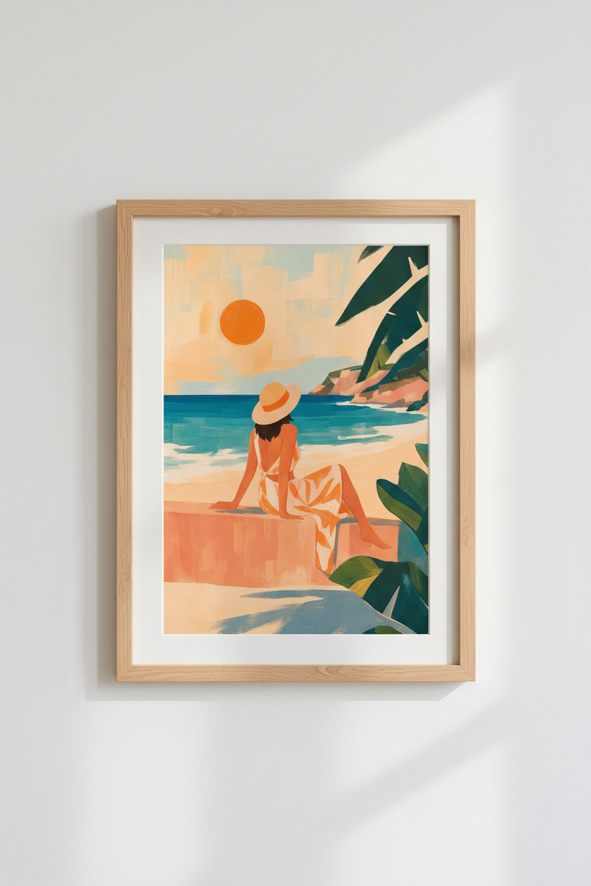 Beach Wall Art Print | Tropical Coastal Decor, Summer Mediterranean Poster
