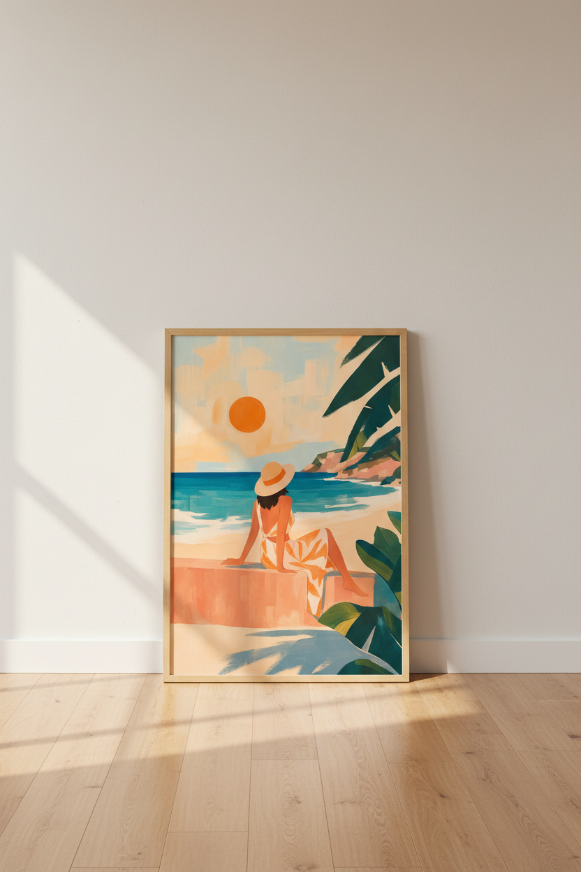 Beach Wall Art Print | Tropical Coastal Decor, Summer Mediterranean Poster