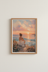 Coastal Impressionist Art Print | Sunset Beach Poster, Framed or Digital Download Decor