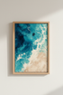 Coastal Ocean Art Print | Sea Turtle Beach Decor | Blue Teal Impressionist Poster