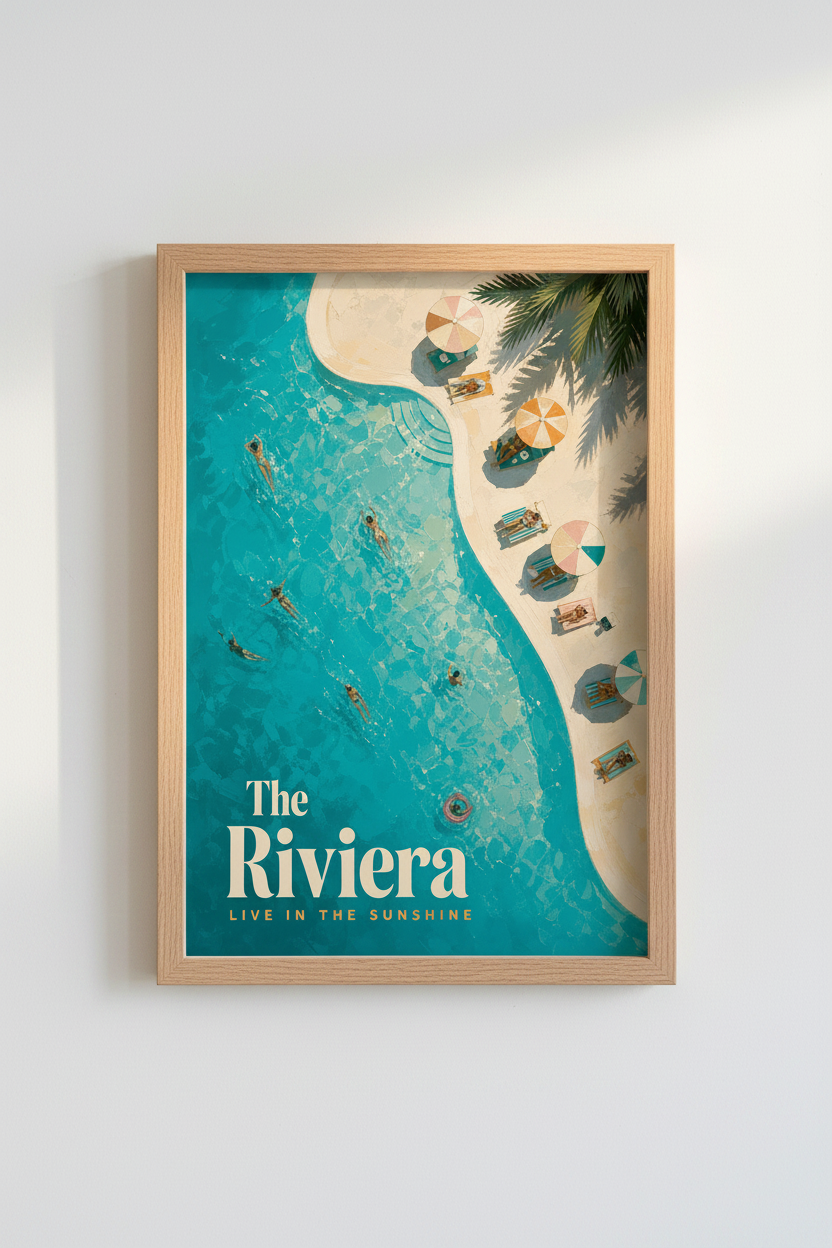 Coastal Slim Aarons Poster | Retro Poolside Wall Art | Vintage Summer Decor