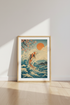 Koi Fish & Great Wave Wall Art | Japanese Ukiyo-e Style Print | Zen Home Decor