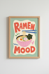 Japanese Food Art Print | Ramen Mood Kitchen Decor | Colorful Retro Poster