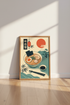 Japanese Ramen Bowl Wall Art | Mount Fuji Retro Poster | Kitchen Gallery Decor