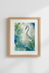 Blue Heron Wall Art Print | Teal watercolor, Living Room Decor