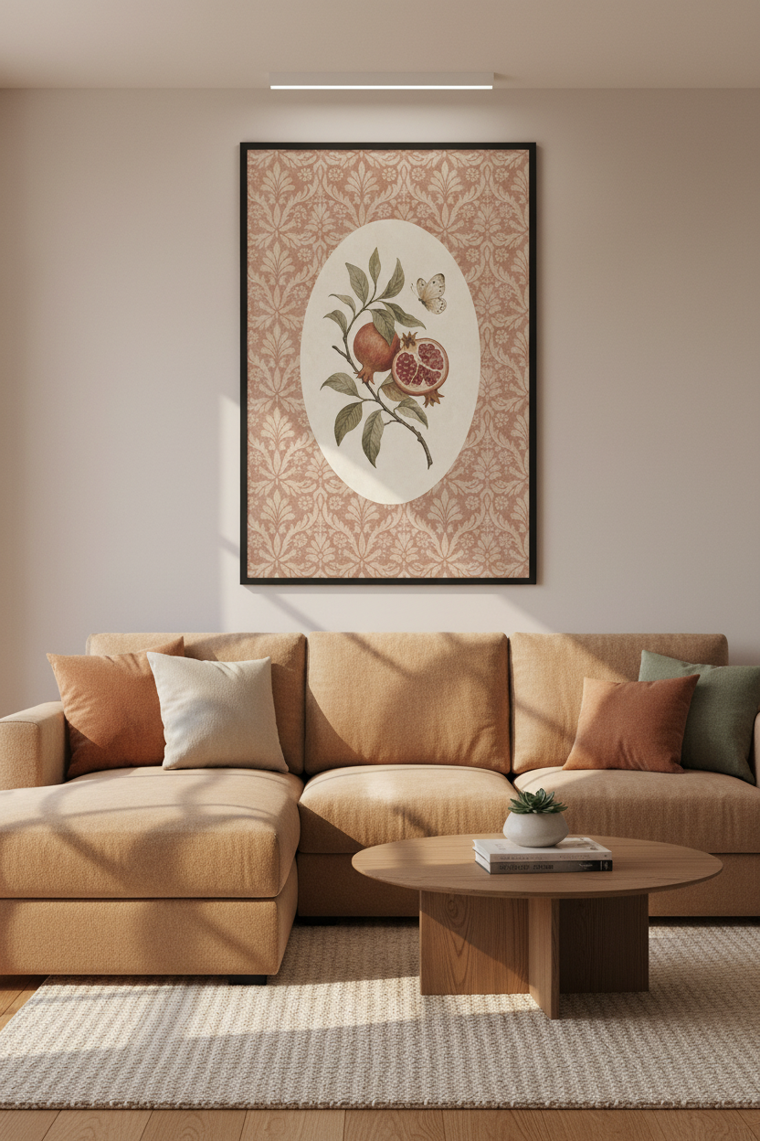 Vintage Pomegranate Botanical Wall Art | Terracotta Kitchen Decor | Cottagecore Poster