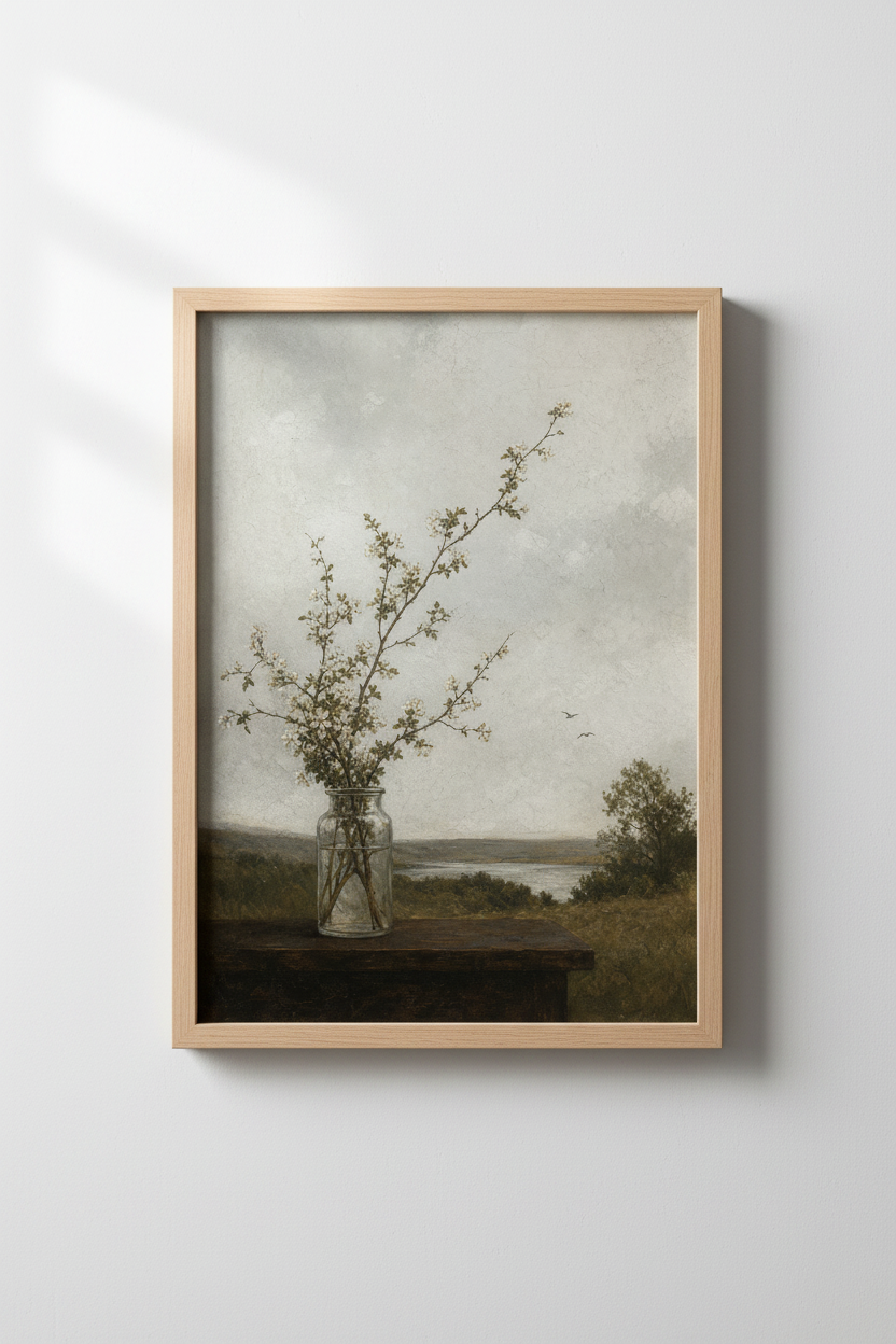 Blossom wall art | Soft pastels, vintage vibe | Living room decor