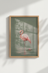 Flamingo Oil Painting Print | Sage Green Tropical Decor | Modern Aesthetic Poster