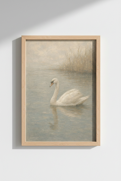 Swan Wall Art Print | Impressionist Pastel Hues | Living Room Decor | Poster