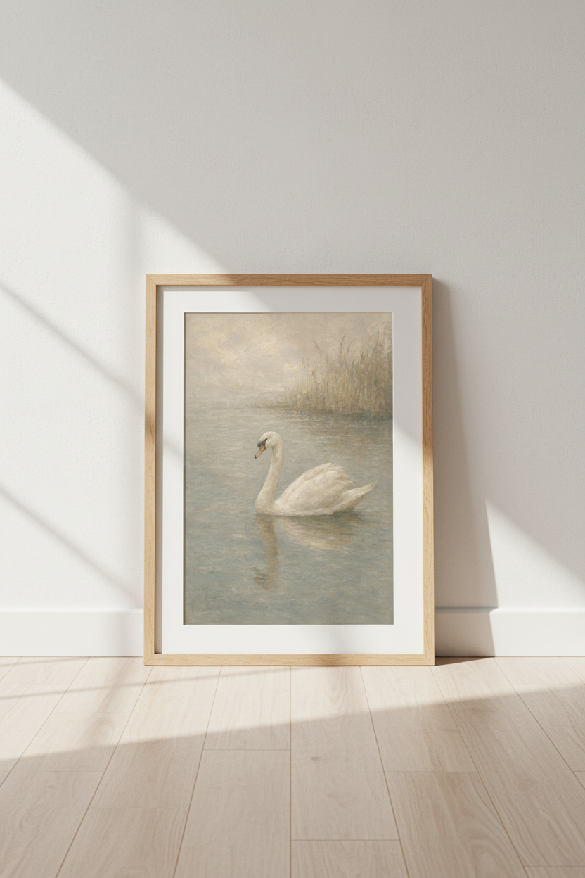 Swan Wall Art Print | Impressionist Pastel Hues | Living Room Decor | Poster