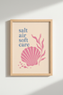 Coastal Wall Art Print | Pastel Shell Beach House Decor | Preppy Pink Seaside Poster
