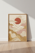 Japanese Crane & Sun Wall Art Print | Zen Bedroom Decor | Boho Japandi Poster