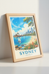 Sydney Australia Travel Poster | Blue Coastal Cityscape Wall Art | Modern Travel Print