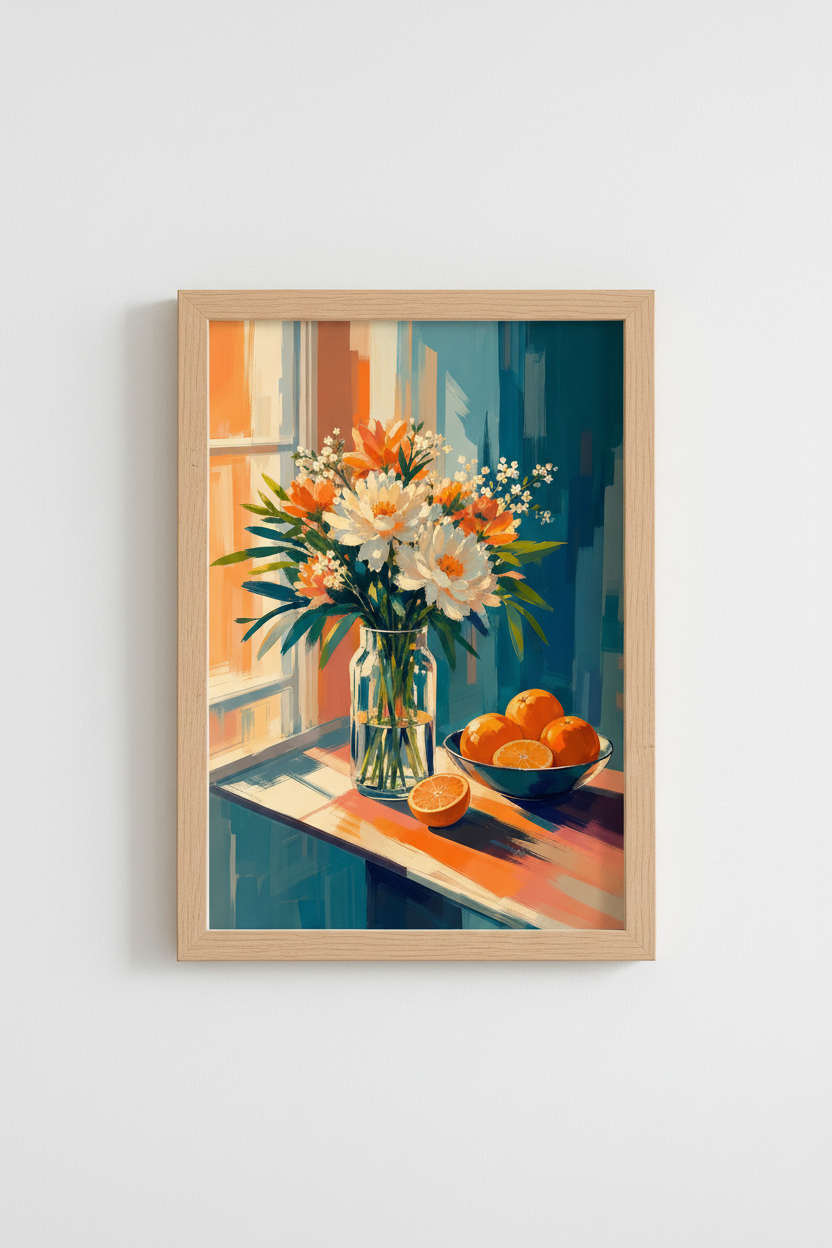 Impressionist Floral Wall Art Print | Kitchen Still Life Decor | Vibrant Flower Poster