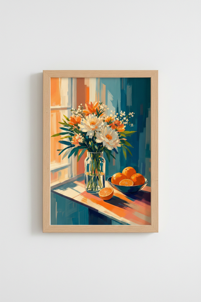 Impressionist Floral Wall Art Print | Kitchen Still Life Decor | Vibrant Flower Poster