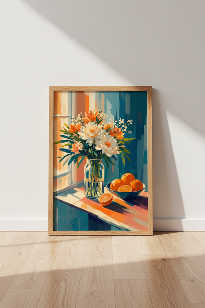 Impressionist Floral Wall Art Print | Kitchen Still Life Decor | Vibrant Flower Poster
