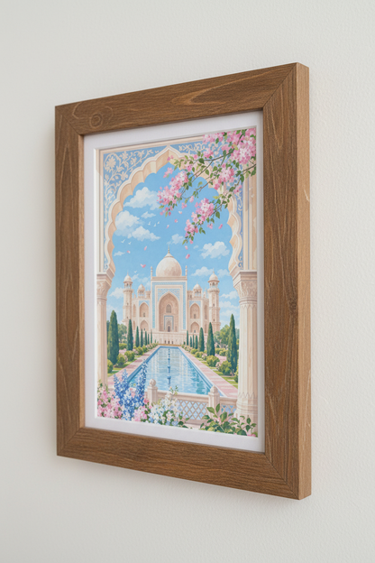 Taj Mahal Pastel Floral Art Print | Bedroom Wall Decor | Aesthetic India Poster