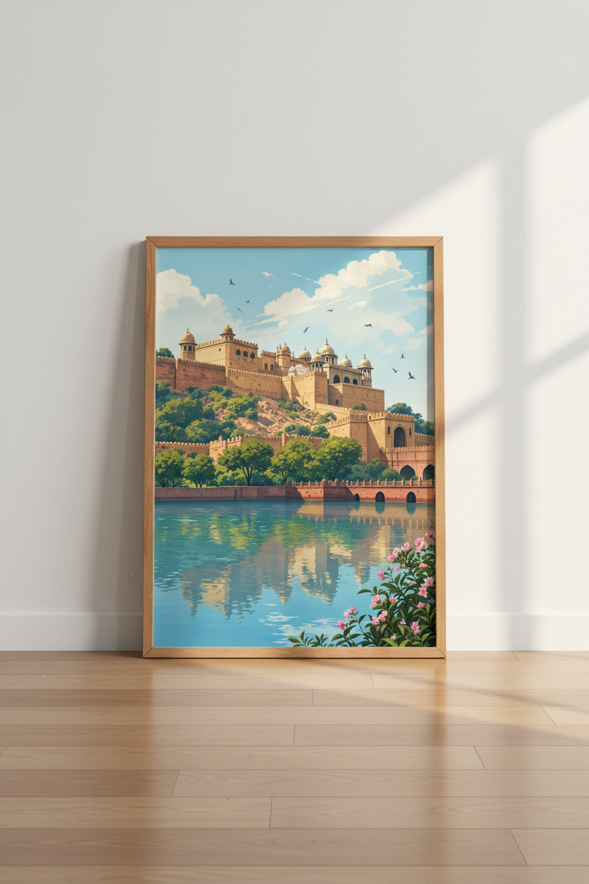 Amber Fort Jaipur India Wall Art | Rajasthan Travel Poster | Exotic Landscape Print