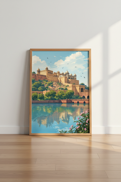 Amber Fort Jaipur India Wall Art | Rajasthan Travel Poster | Exotic Landscape Print