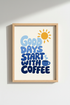 coffee wall art print | Retro blues, sunny vibe | Living Room Decor