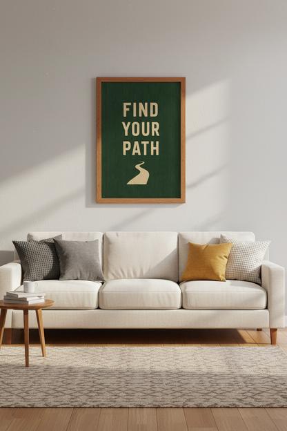 Find Your Path Wall Art | Green Typography Poster | Motivational Office Decor