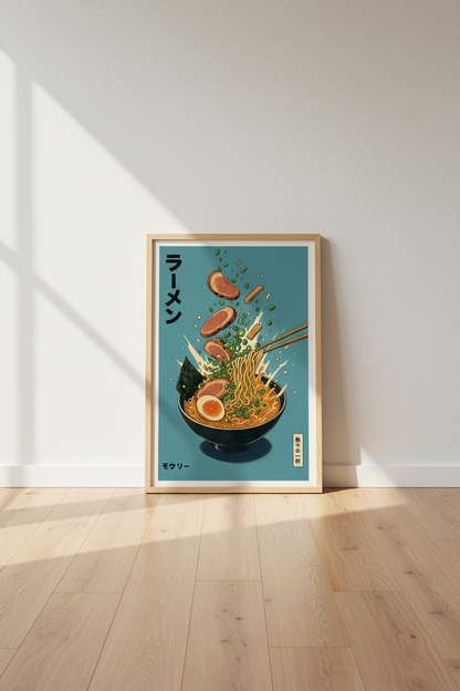 Japanese Ramen Noodle Art | Retro Food Poster, Kitchen &amp; Dining Room Decor
