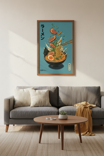 Japanese Ramen Noodle Art | Retro Food Poster, Kitchen &amp; Dining Room Decor