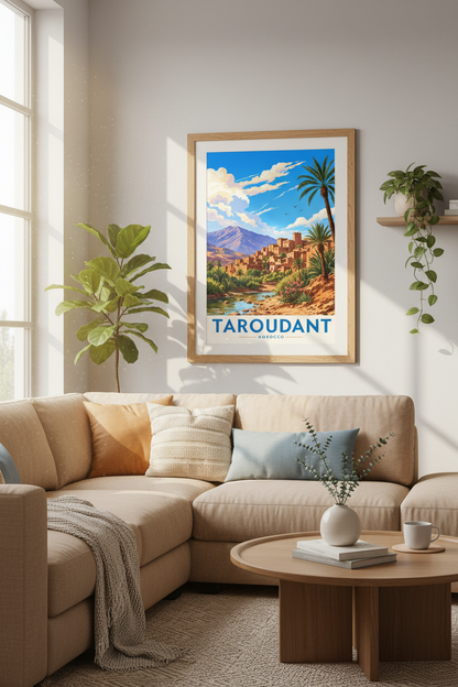 Taroudant Morocco Poster | Vintage Travel Wall Art | Desert Landscape Print