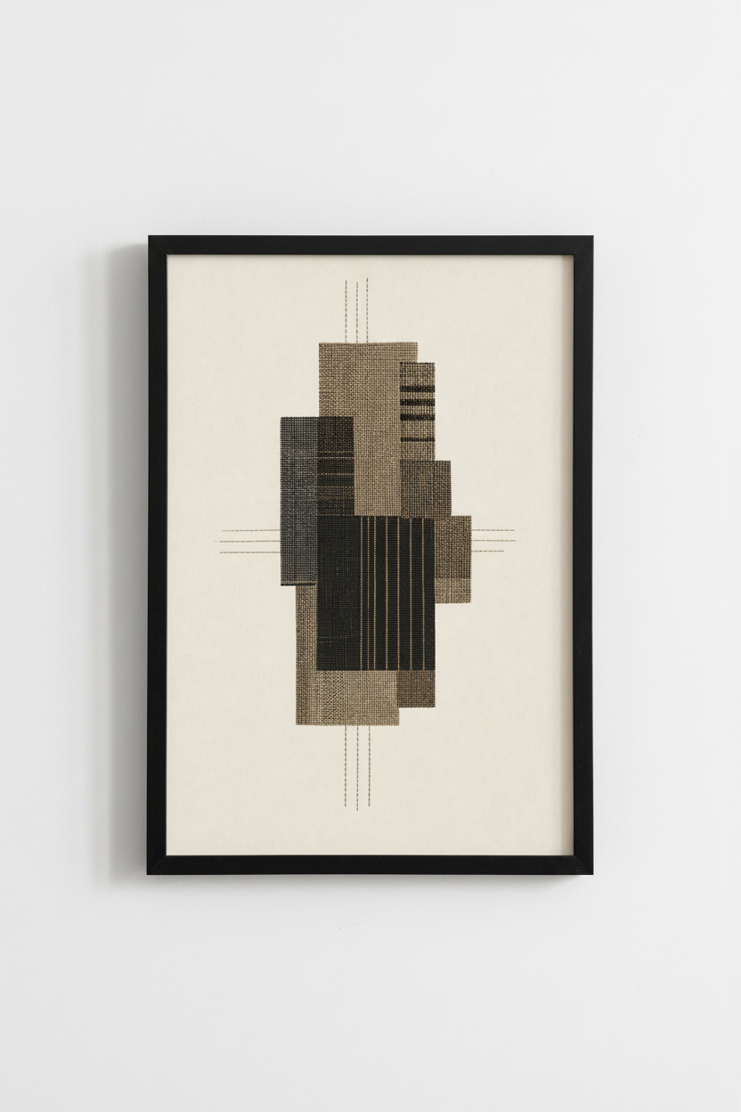 Abstract Geometric Textile Print | Brown Earth Tone Decor | Minimalist Poster