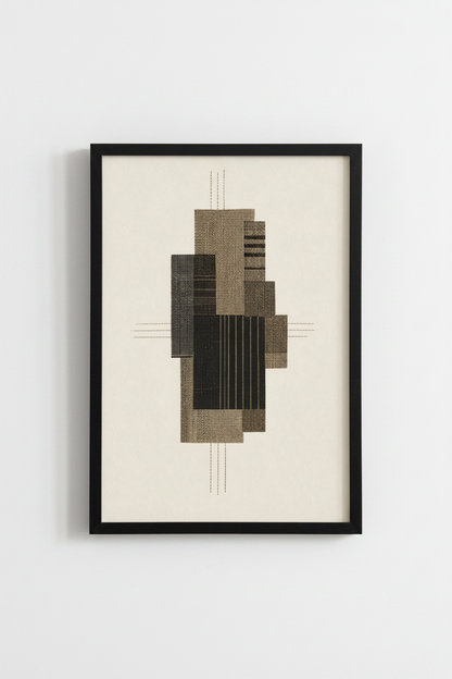 Abstract Geometric Textile Print | Brown Earth Tone Decor | Minimalist Poster
