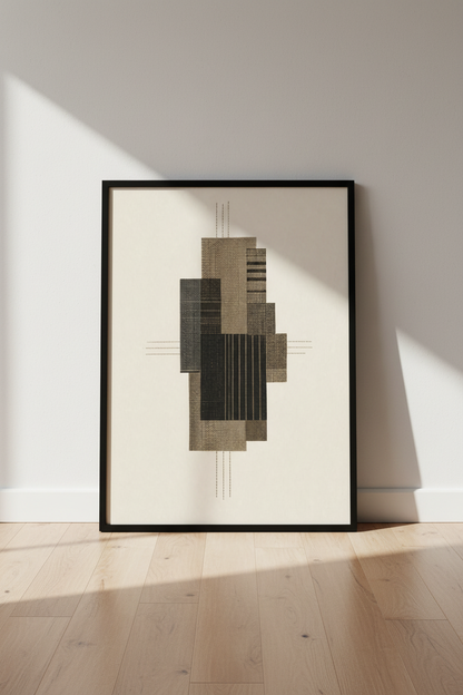 Abstract Geometric Textile Print | Brown Earth Tone Decor | Minimalist Poster