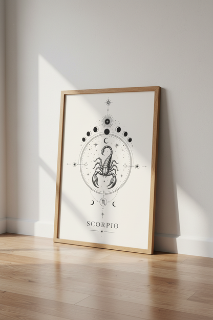 Scorpio Zodiac Wall Art Print | Celestial Astrology Decor | Mystical Poster